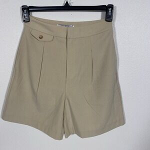 Sophie Rue Corey Suit Short Womens Size S Tan High Waist Pleated Pocket Chic X1